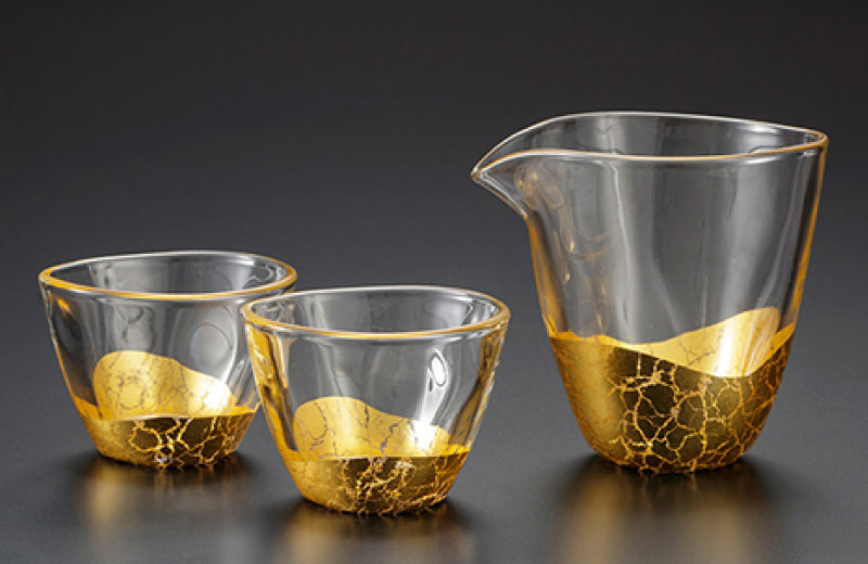 希少★未使用品★　金箔工芸品 金箔司處作　金澤箔 珍味小鉢蛤 ゴールド(金)5客セット 杉板盆付　HnC3148 金澤金箔| 日本傳統工藝品全球發送-Takumi Japan匠心意和