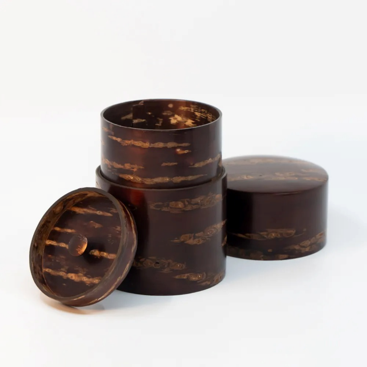 茶具 树皮茶叶罐 大 光滑樱皮 樱皮细工 木工艺品