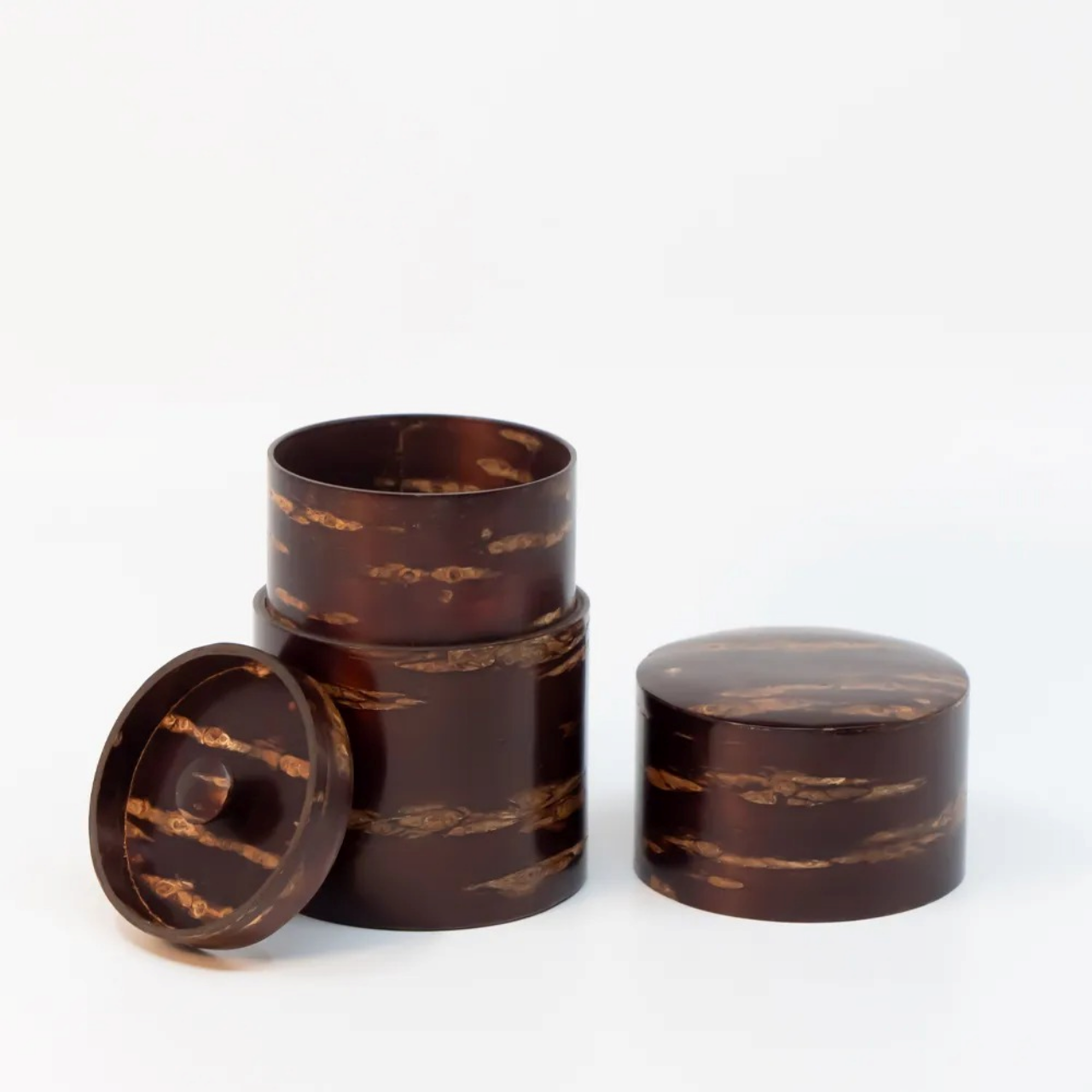 茶具 树皮茶叶罐 中 光滑樱皮 樱皮细工 木工艺品