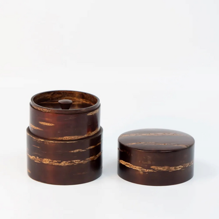 茶具 树皮茶叶罐 小 光滑樱皮 樱皮细工 木工艺品
