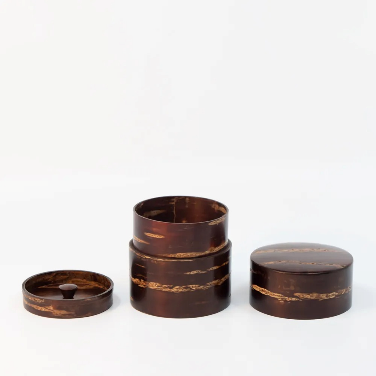 茶具 树皮茶叶罐 小 光滑樱皮 樱皮细工 木工艺品