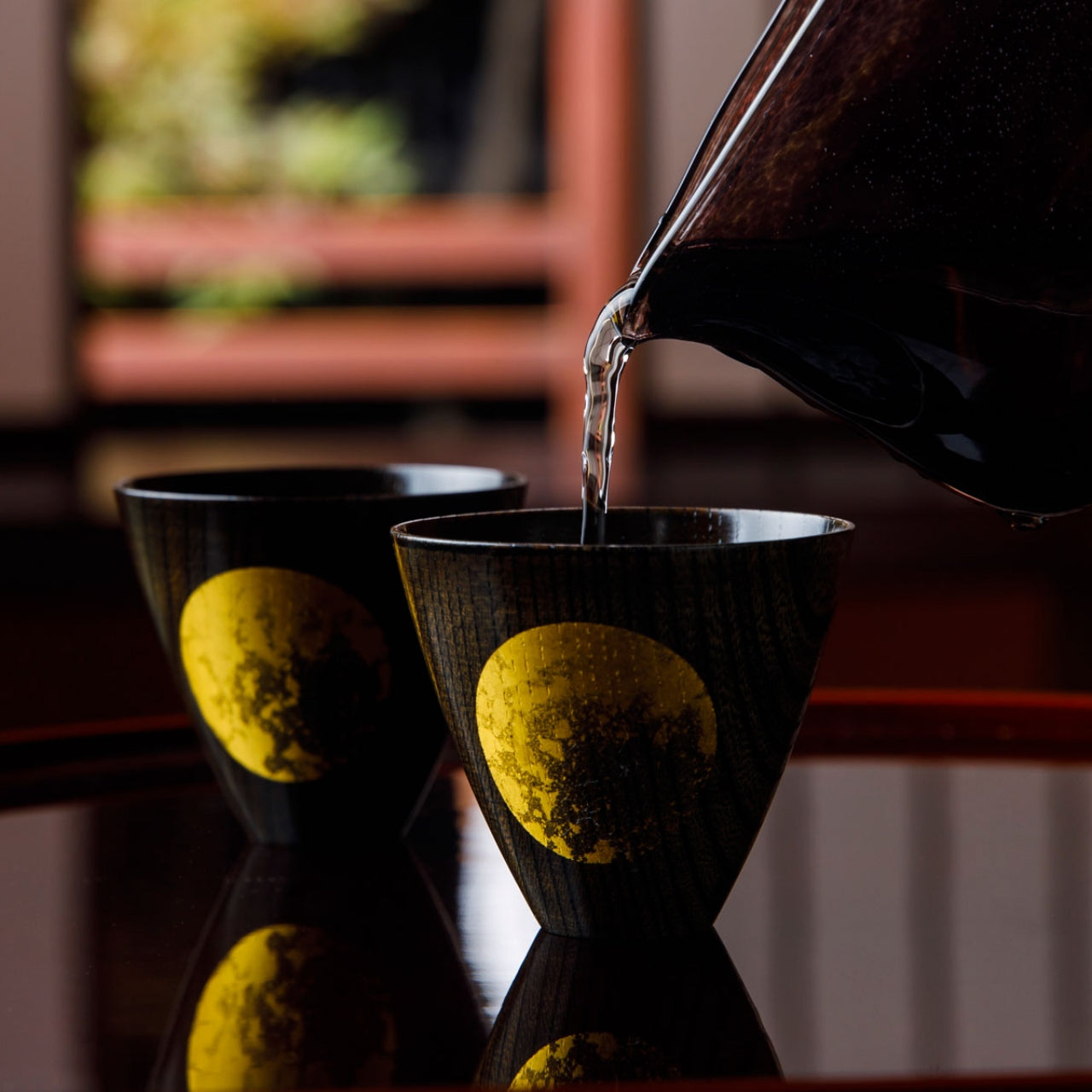 Drinkware, Cup, Misty moon, Large, Lacquered - Kanazawa gold leaf