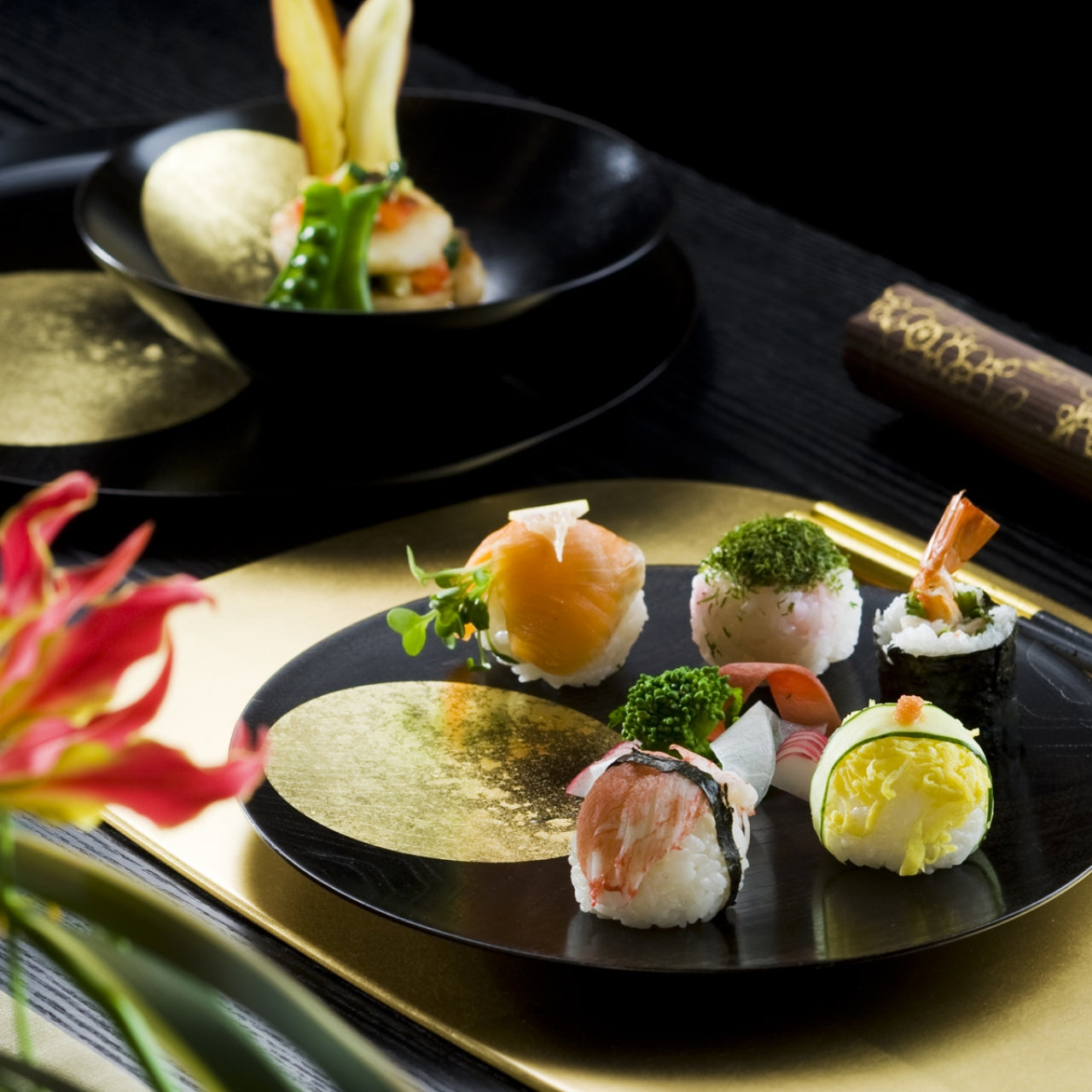 食器 「おぼろ月 プレート 6寸」漆塗り 金沢箔