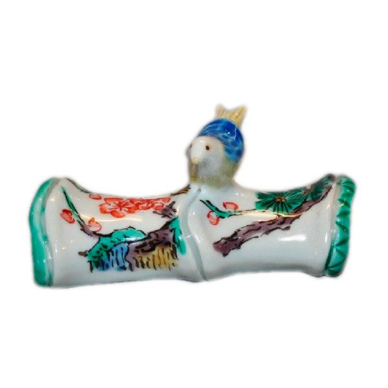 書道用品 「色絵松竹梅文様筆置 手描き」 九谷美陶園 寺前瑛生 九谷焼 陶磁器