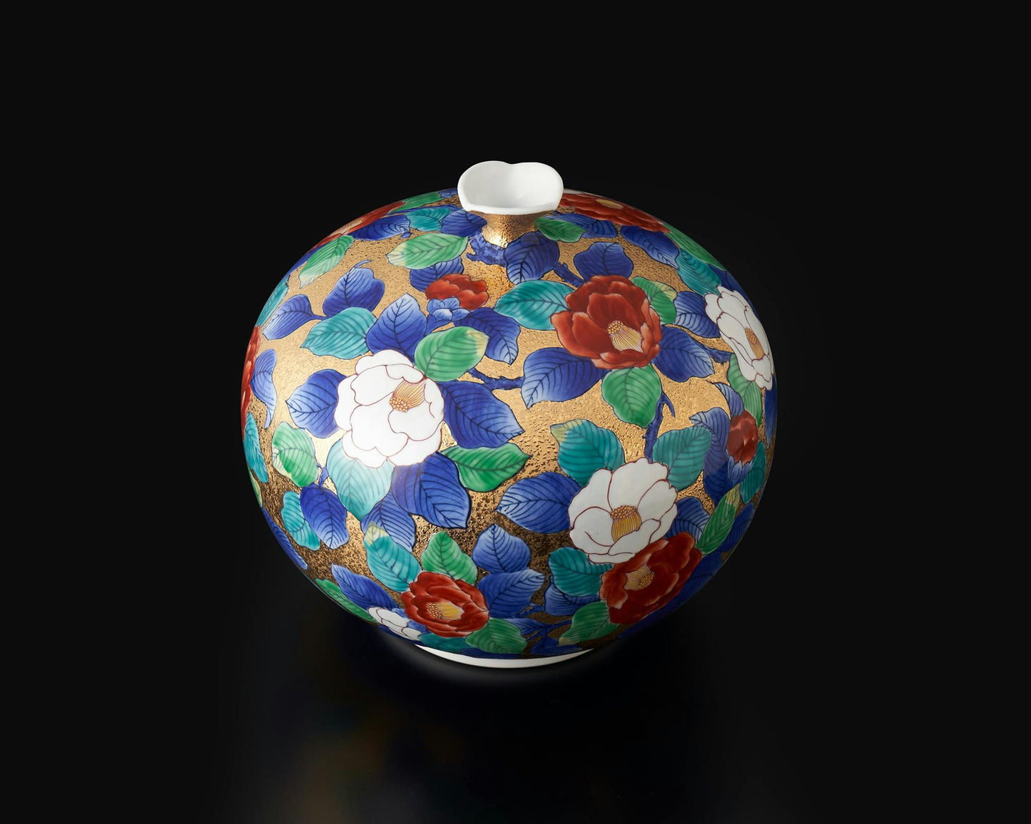花器 花瓶 金彩山茶繪 金龍窯 江口天童 有田燒 陶瓷器