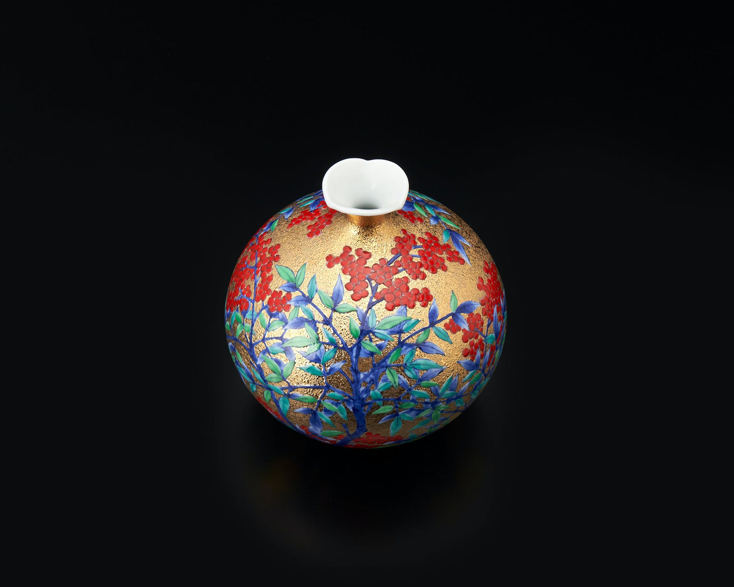 花器 迷你花瓶 金彩南天圖 金龍窯 江口天童 有田燒 陶瓷器