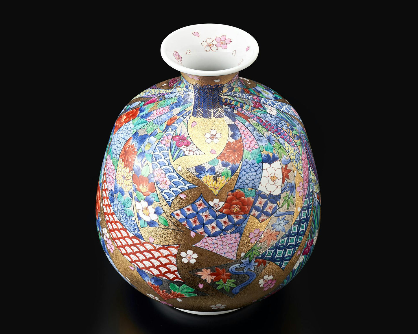 花器 花瓶 金彩熨斗繪 金龍窯 江口天童 有田燒 陶瓷器