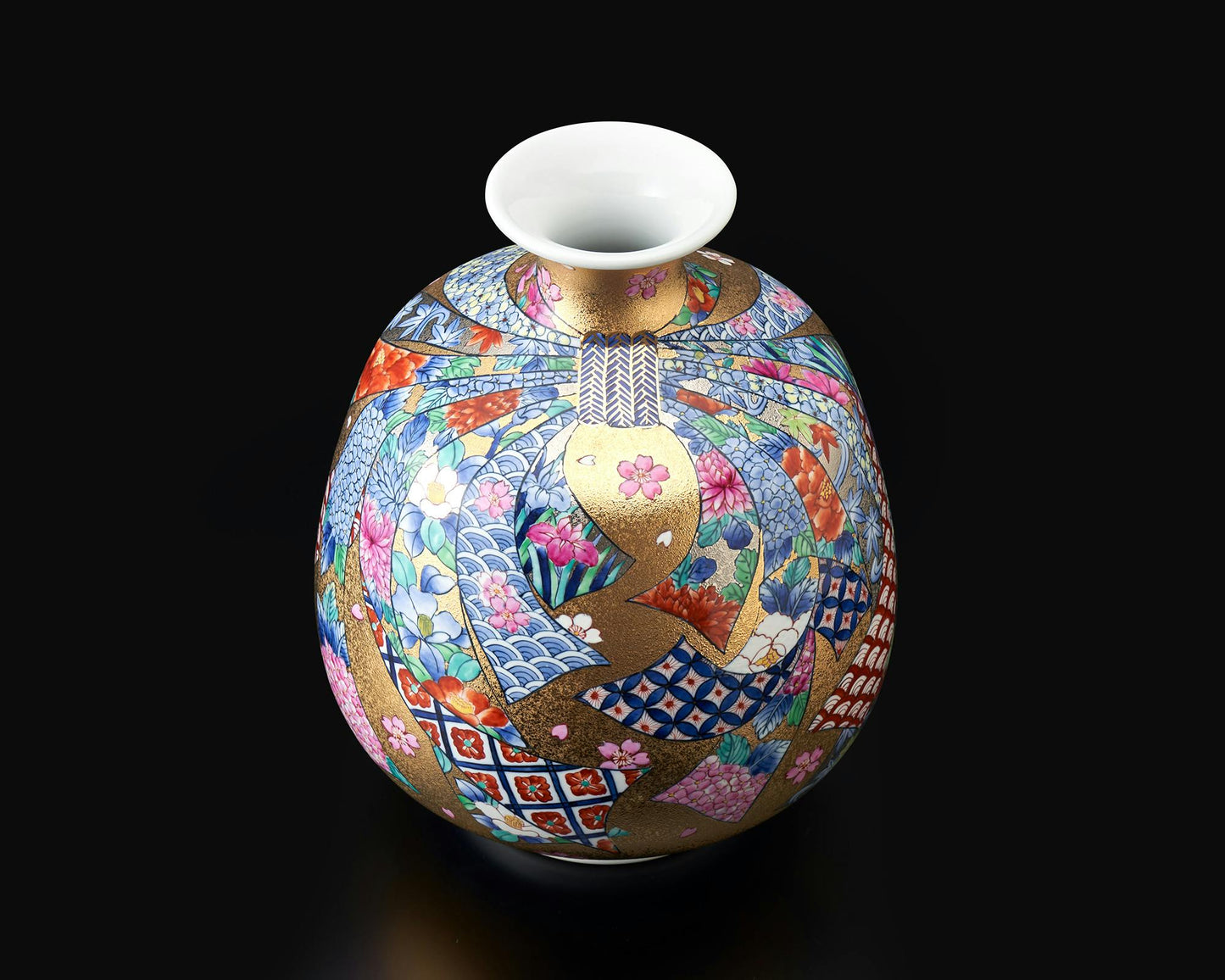 花器 花瓶 金彩熨斗繪 金龍窯 江口天童 有田燒 陶瓷器
