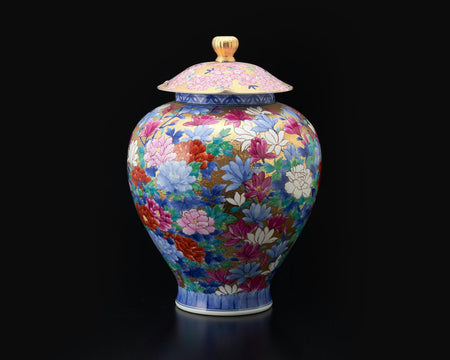 Ornament, Decorative pot, Gold painting, Spring-blooming - Kinryu-kiln, Tendo Eguchi, Arita ware, Ceramics