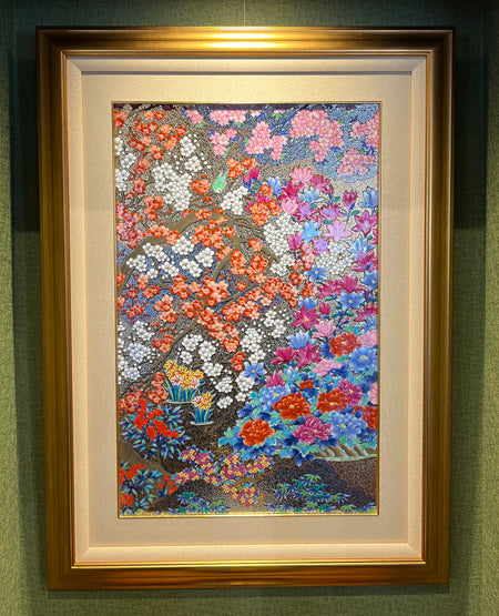 Ornament, Ceramic panel painting, Gold painting, Spring-blooming - Kinryu-kiln, Tendo Eguchi, Arita ware, Ceramics