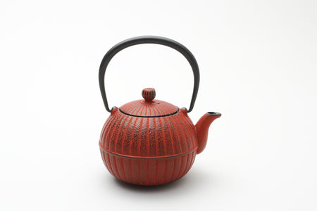 茶具 急须茶壶 南部形 柚子菊 0.4L 红色 水泽铸物 南部铁器 金属工艺品
