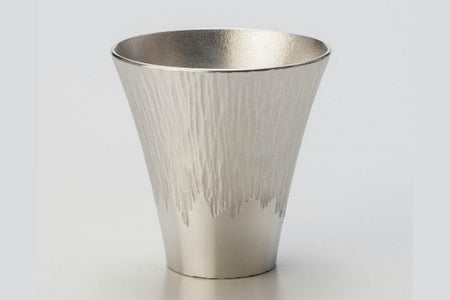 杯子 富士山平底杯 小號 白色 大阪浪華錫器 金屬工藝品