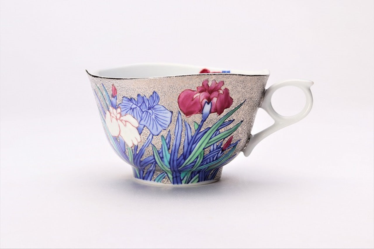 咖啡用品 咖啡杯碟 鉑金菖蒲 附木盒 金龍窯 江口天童 有田燒 陶瓷器