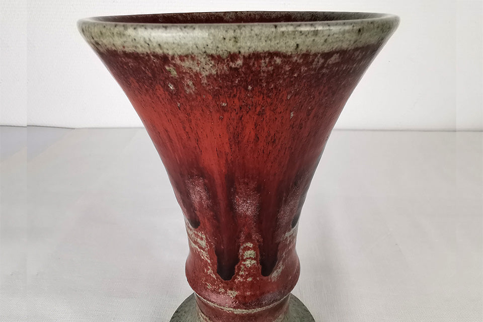 花器 「朱彩花瓶」 宗像利訓 会津本郷焼 陶磁器