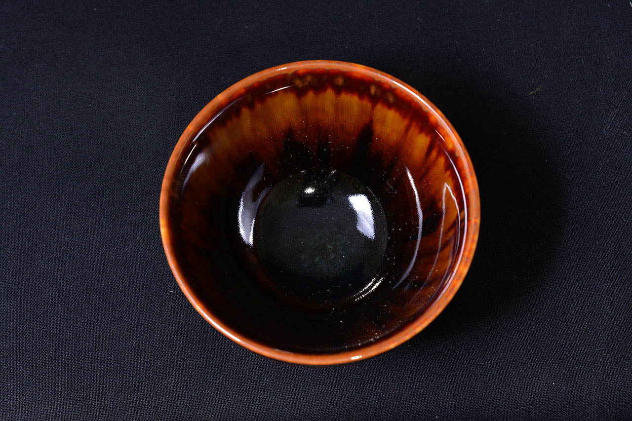 茶具 天目茶盏 玳皮金甲 主人杯 日本产手工茶杯 清酒杯 真右卫门窑 有田烧 陶瓷器
