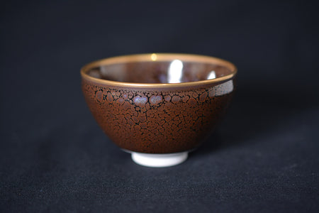 Drinking vessel, Large sake cup, Oil drop Golden rim, Tenmoku shape, tea cup - Shinemon-kiln, Arita ware, Ceramics