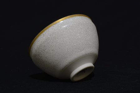 Drinking vessel, Large sake cup, White Golden rim, Tenmoku shape, tea cup - Shinemon-kiln, Arita ware, Ceramics