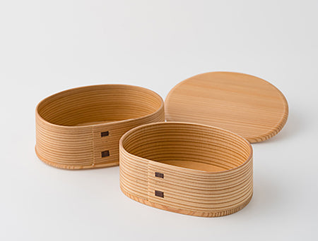 容器 彩 便当盒 饭盒 2层 大馆曲木 木工艺品