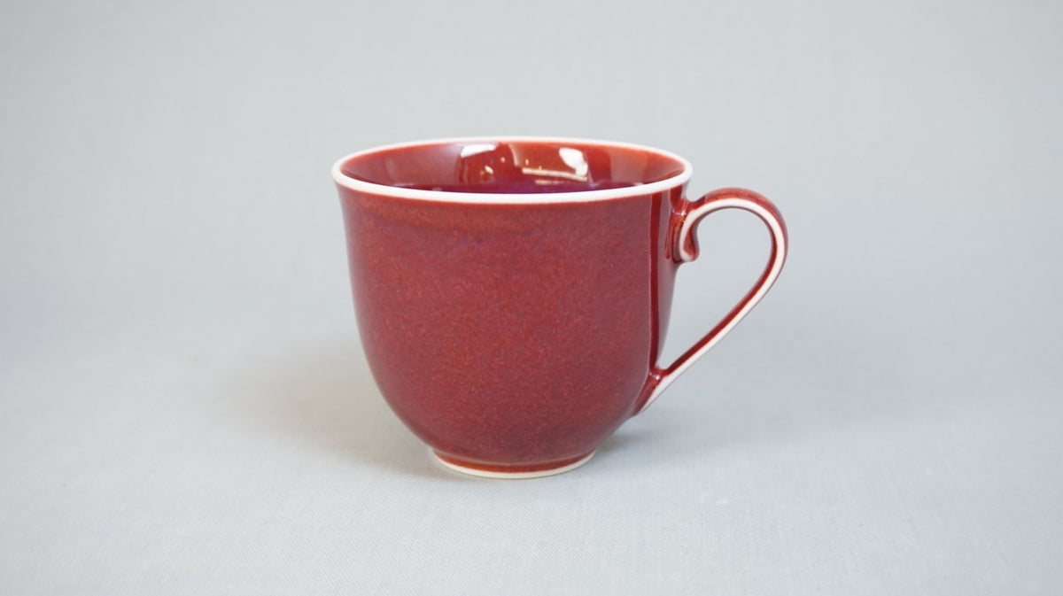 カフェ用品 「珈琲碗 辰砂」 桐箱付 真右ェ門窯 有田焼 陶磁器