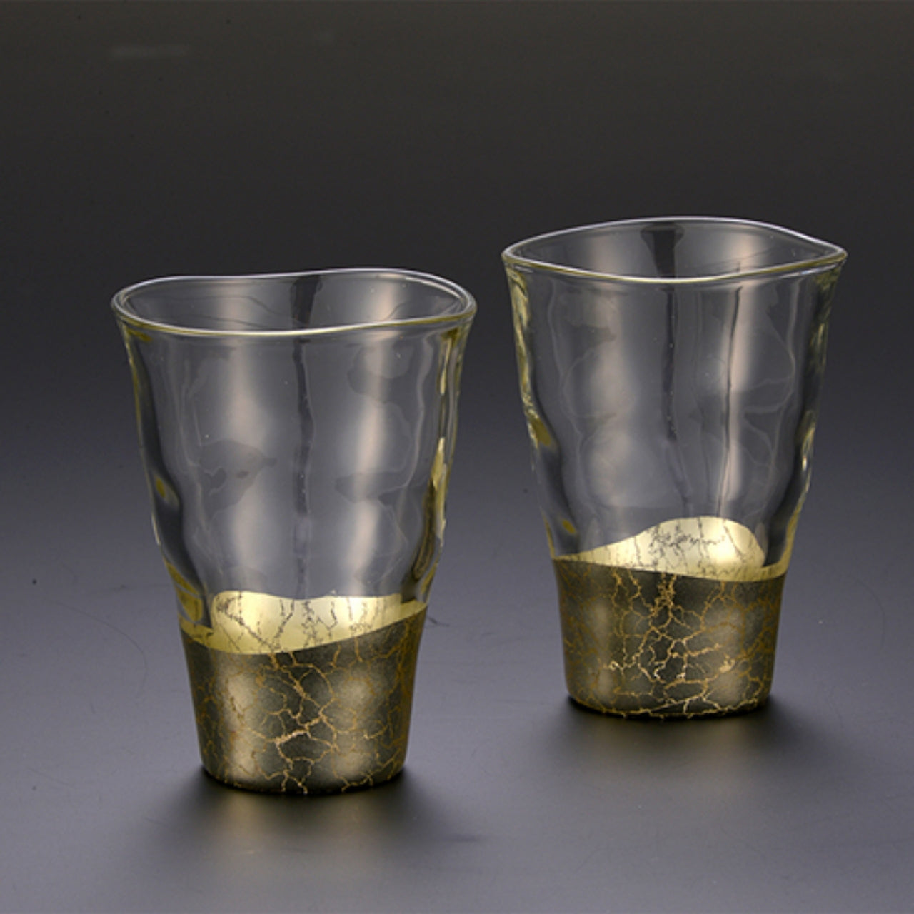 Drinkware, Cracking, Pair of Small Glasses, Champagne gold - Kanazawa gold leaf