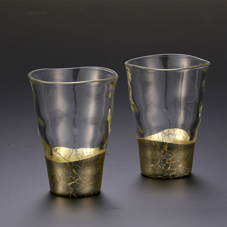 Drinkware, Cracking, Pair of Small Glasses, Champagne gold - Kanazawa gold leaf