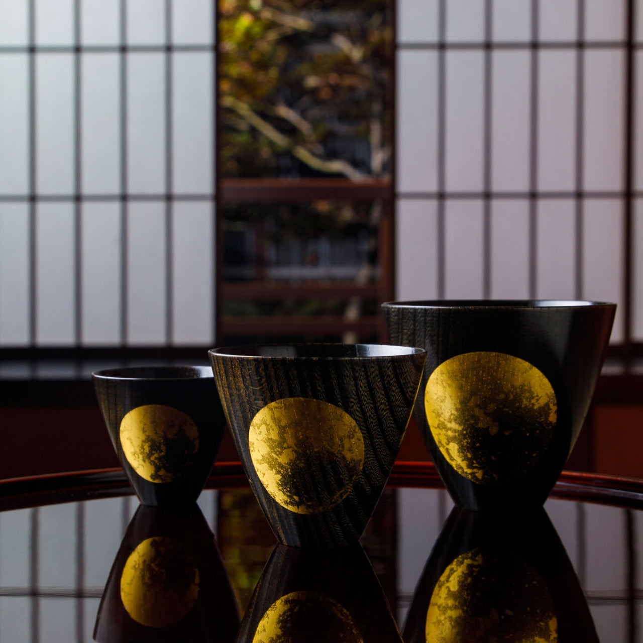 コップ 「おぼろ月 カップ L」漆塗り 金沢箔