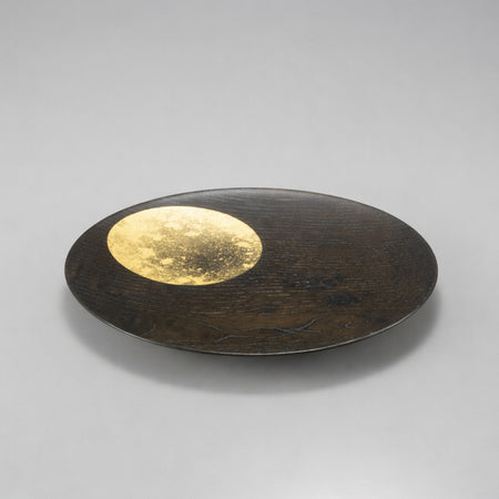 Tableware, Plate, Misty moon, 8-sun size, Lacquered - Kanazawa gold leaf