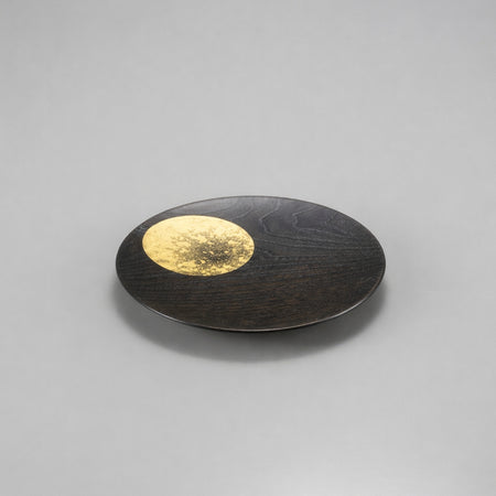 Tableware, Plate, Misty moon, 6-sun size, Lacquered - Kanazawa gold leaf
