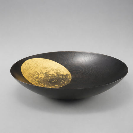 Tableware, Bowl, Misty moon, 10-sun size, Lacquered - Kanazawa gold leaf