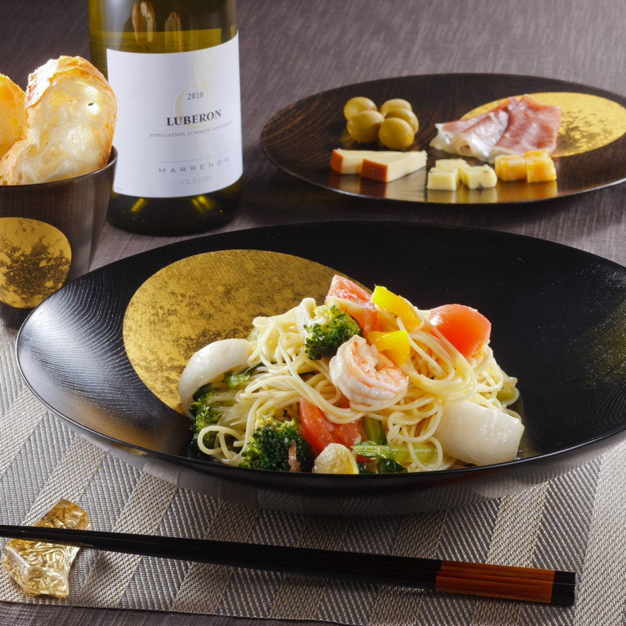 食器 「おぼろ月 ボウル 10寸」漆塗り 金沢箔