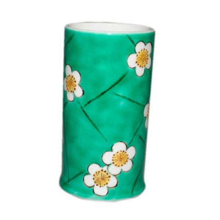 書道用品 「氷裂梅花文様筆筒 白梅文様筆架 セット 手描き」 九谷美陶園 寺前瑛生 九谷焼 陶磁器