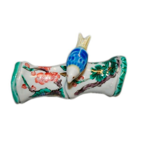 書道用品 「色絵松竹梅文様筆置 手描き」 九谷美陶園 寺前瑛生 九谷焼 陶磁器