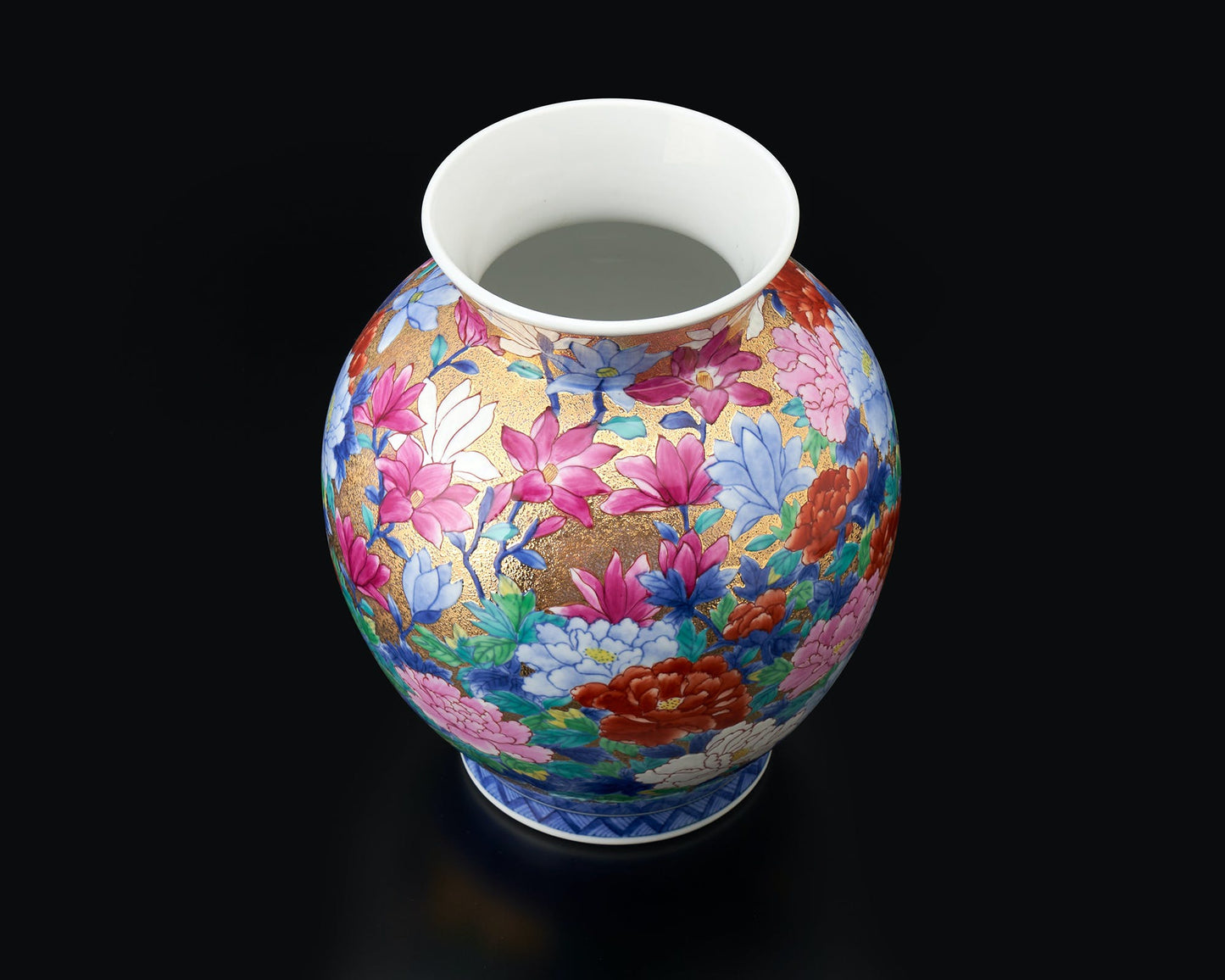 Flower vessel, Vase, Gold painting, Spring-blooming - Kinryu-kiln, Tendo Eguchi, Arita ware, Ceramics