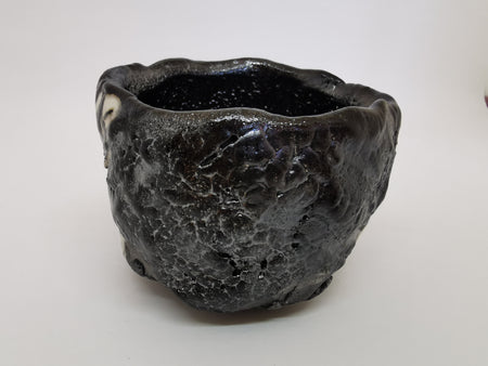 Drinkware, Large sake cup, Black Oribe B, with wooden box  - Makoto Yamaguchi, Seto ware, Ceramics