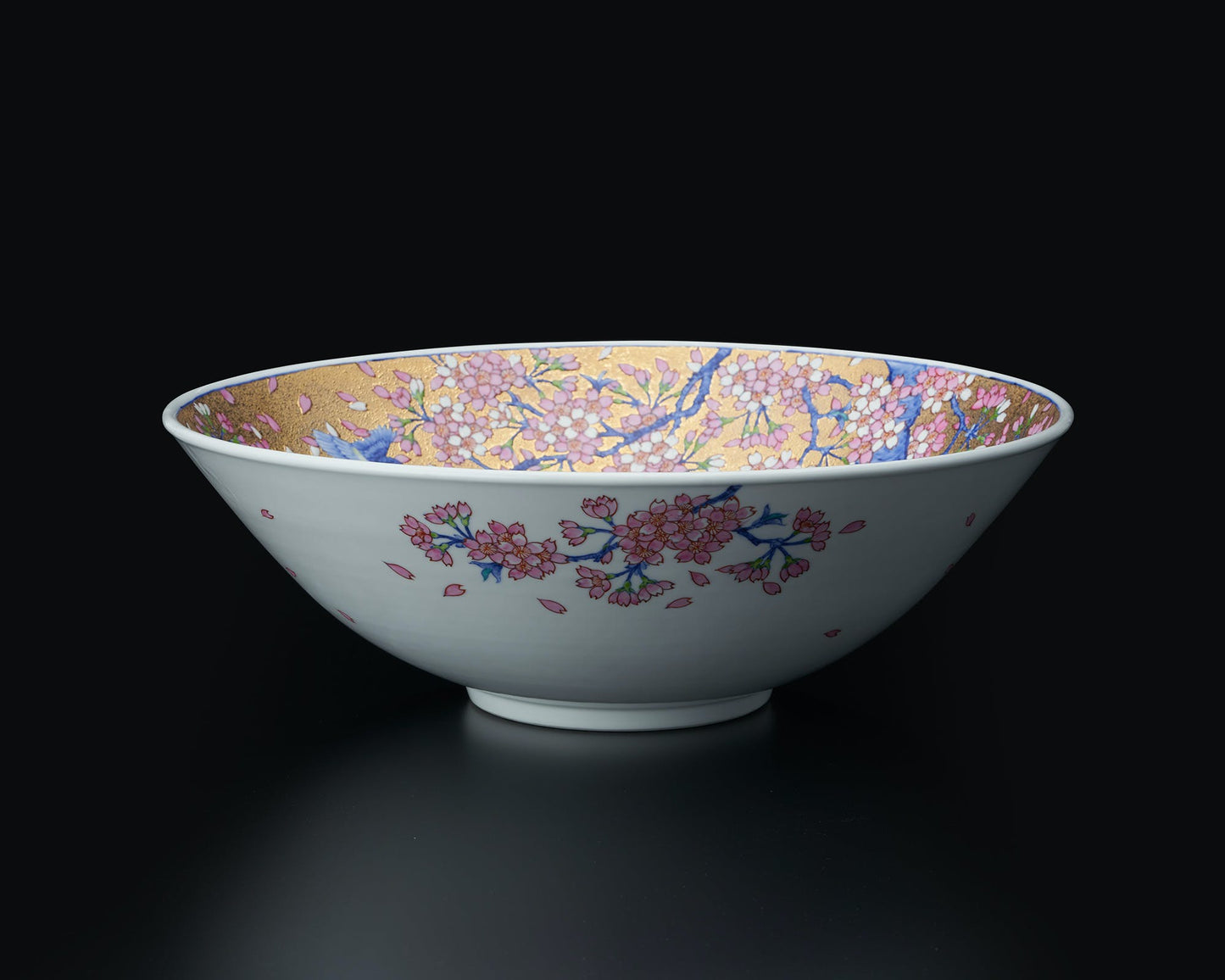 Ornament, Decorative bowl, Gold painting, Cherry blossom and bird  - Kinryu-kiln, Tendo Eguchi, Arita ware, Ceramics