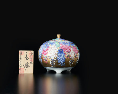 Ornament, Incense burner, Gold painting, Wisteria 1 - Kinryu-kiln, Tendo Eguchi, Arita ware, Ceramics