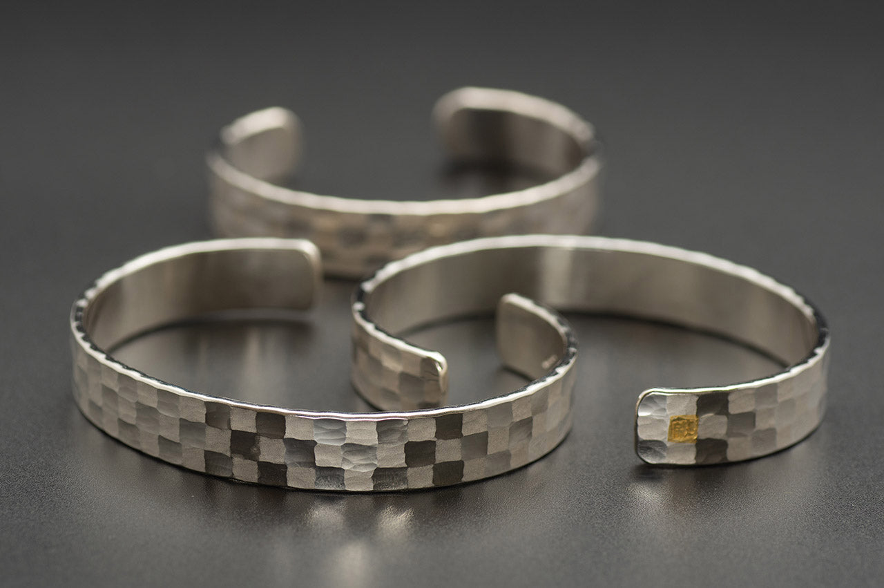 Jewelry, Checkered three-tiered bracelet Large - Kenichiro Izumi, Tokyo silverware, Metalwork