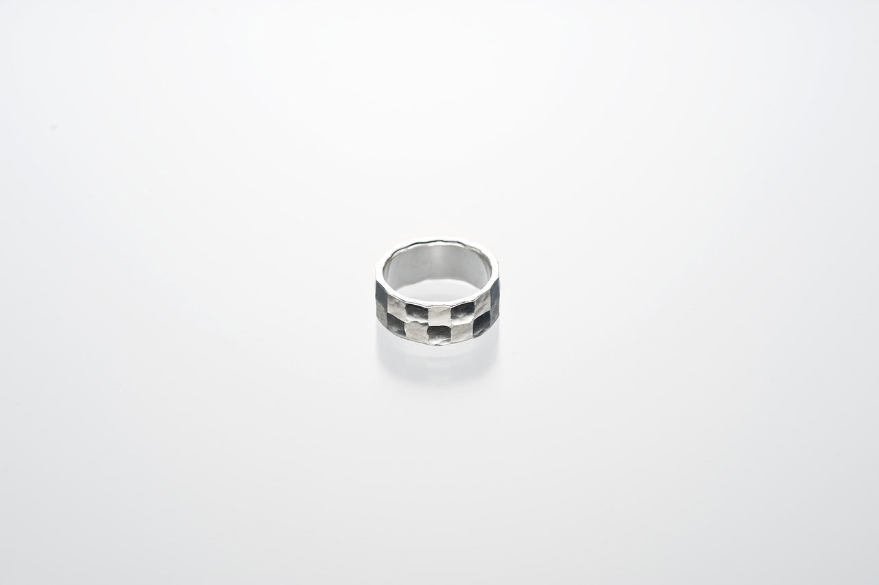 Jewelry, Checkered two-tiered ring - Kenichiro Izumi, Tokyo silverware, Metalwork