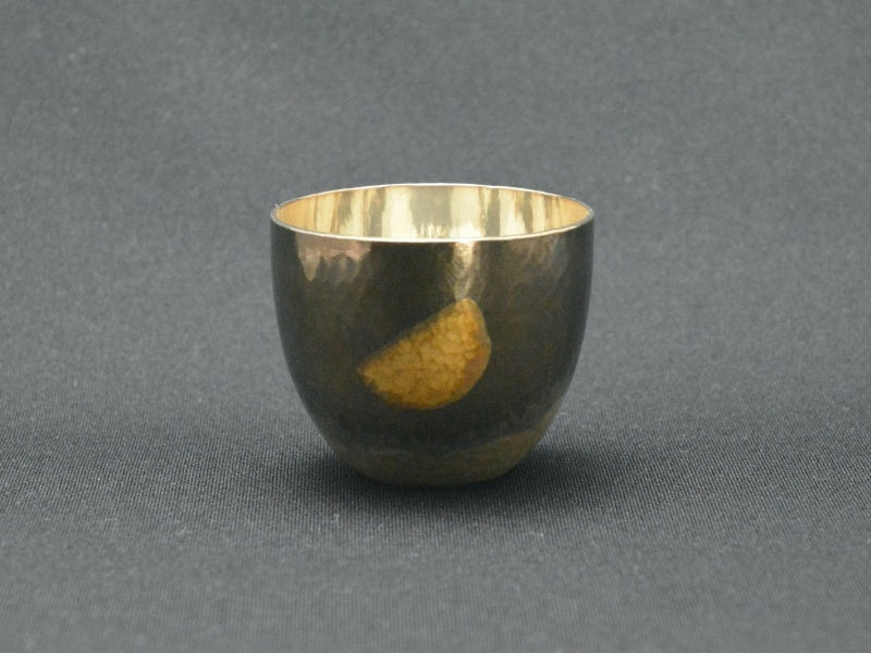 Drinking vessel, Gold moon Large sake cup - Kenichiro Izumi Award-winning work, Tokyo silverware, Metalwork