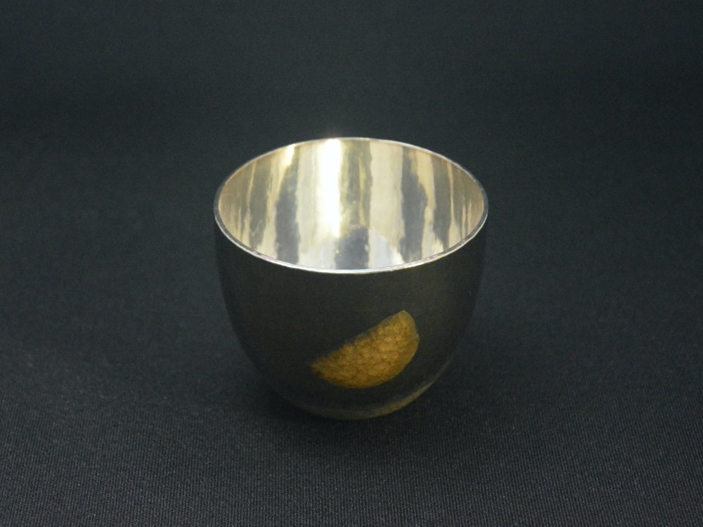 Drinking vessel, Gold moon Large sake cup - Kenichiro Izumi Award-winning work, Tokyo silverware, Metalwork