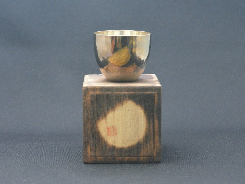 Drinking vessel, Gold moon Large sake cup - Kenichiro Izumi Award-winning work, Tokyo silverware, Metalwork