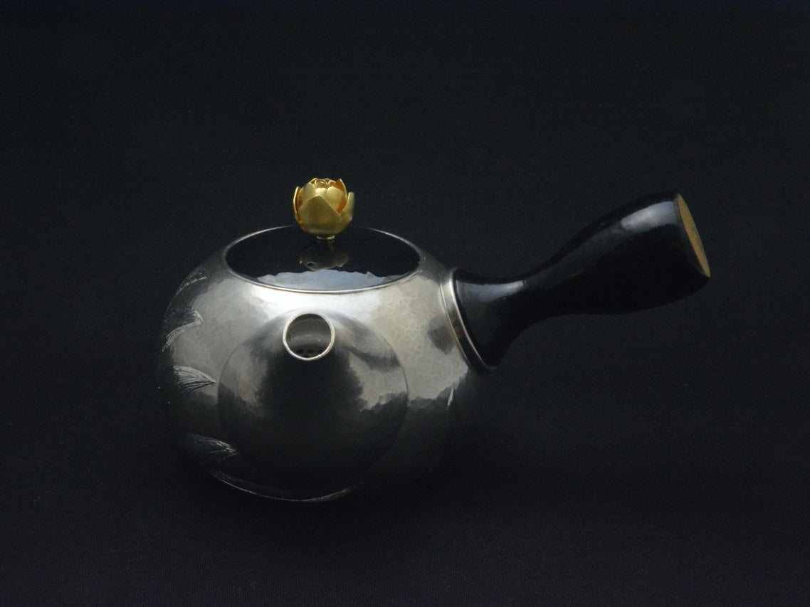 茶具 纯银莲花雕花茶壶 泉健一郎 东京银器 金属工艺品