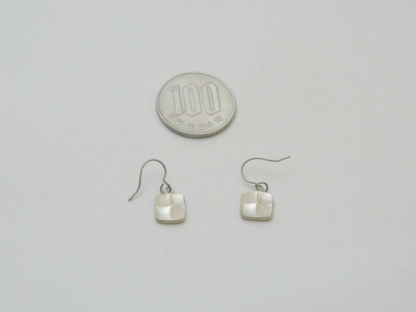 Jewelry, Checkered two-tiered Earrings - Kenichiro Izumi, Tokyo silverware, Metalwork