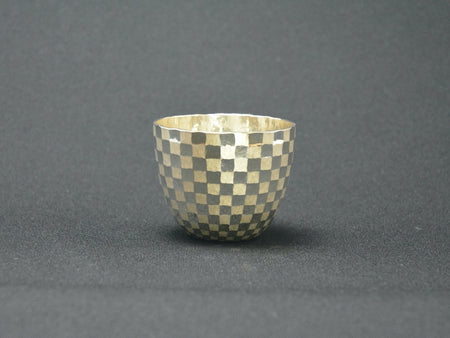 酒器 市松纹纯银清酒杯 泉健一郎 获奖作品 东京银器 金属工艺品