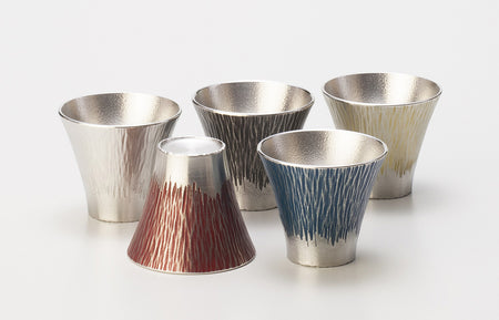 酒器 富士山清酒杯 蓝色 大阪浪华锡器 金属工艺品