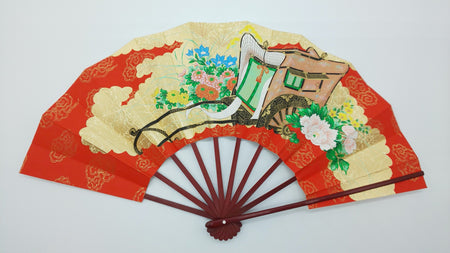 Ornament, Decorative fan set, Gosho carriage, 9-sun size - Kyoto folding fans