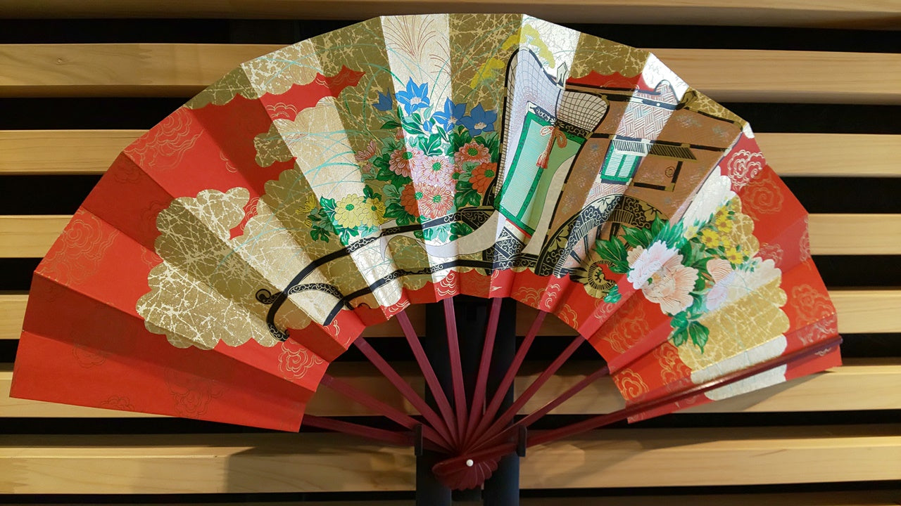 Ornament, Decorative fan set, Gosho carriage, 9-sun size - Kyoto folding fans