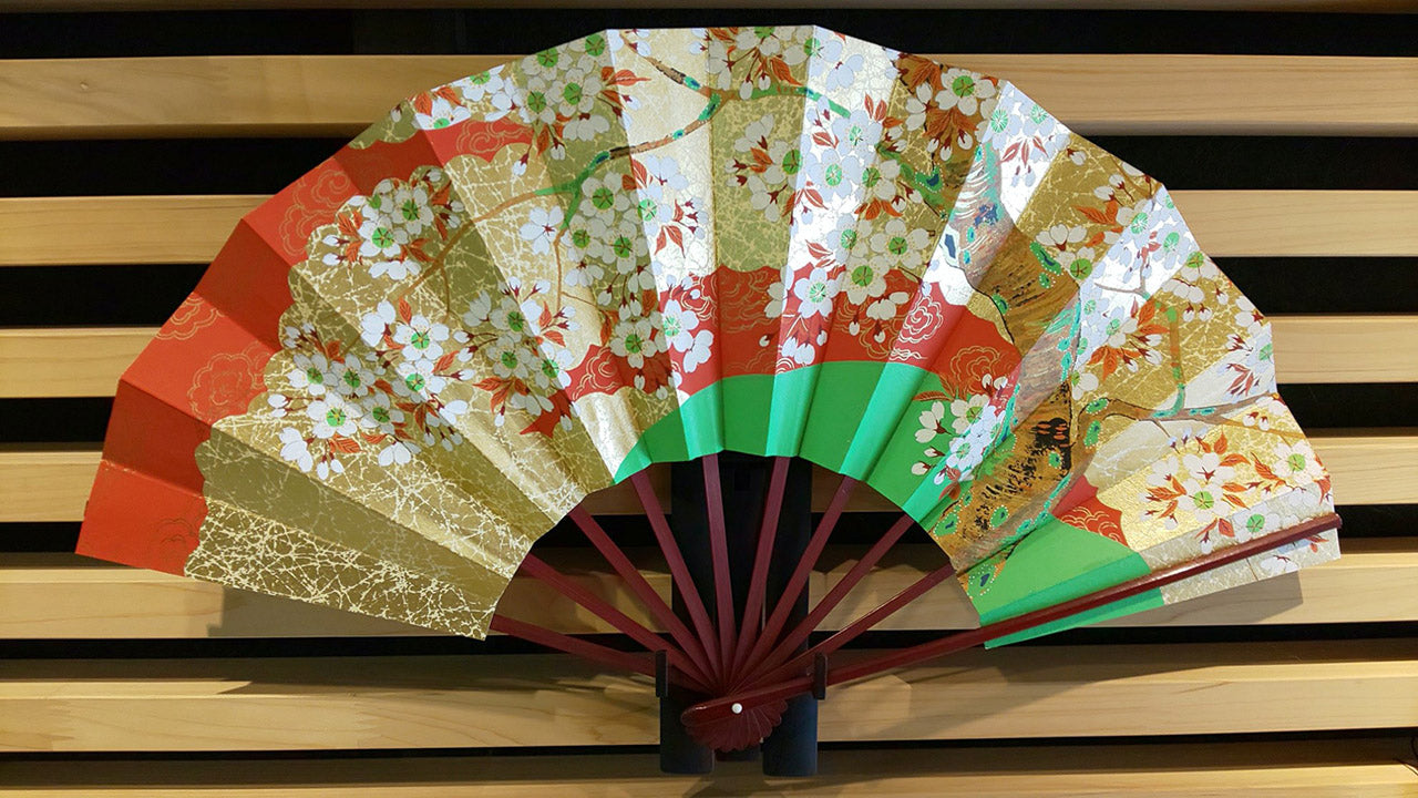 Ornament, Decorative fan set, Cherry blossom, 9-sun size - Kyoto folding fans