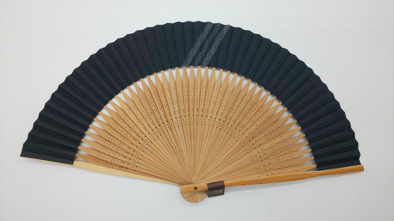 Japanese style accessories, Fan, 45 ribs, Short cloth, Ise katagami, Yoroke-storipe pattern - Kyoto folding fans