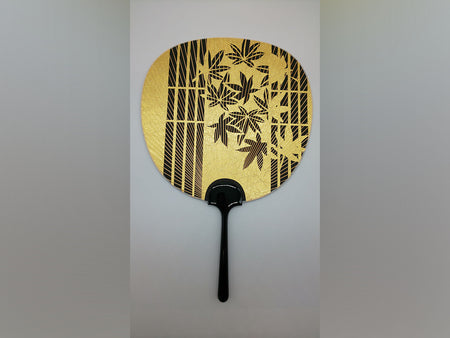 Japanese style accessories, Uchiwa fan, Gold painting, Black - Kyoto uchiwa fans